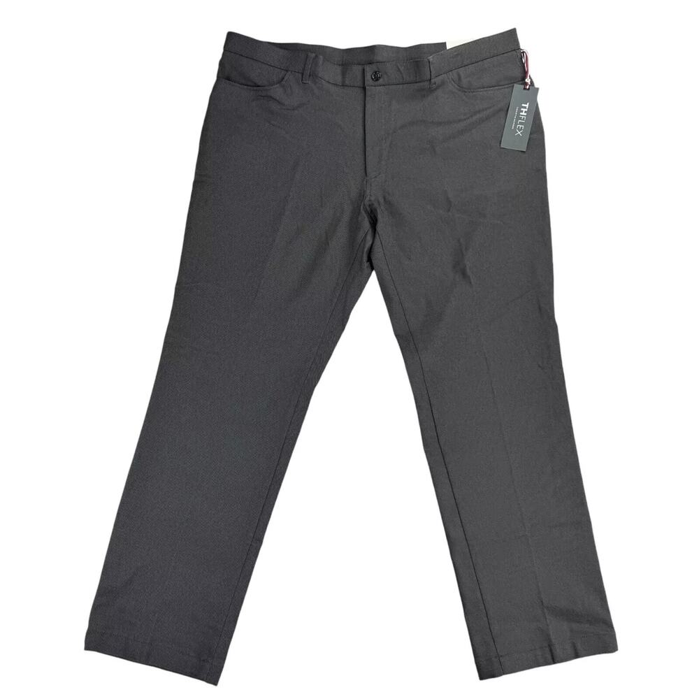 Tommy Hilfiger Mens TH Flex Finn Modern Fit Twill Pants Charcoal Gray 40x30